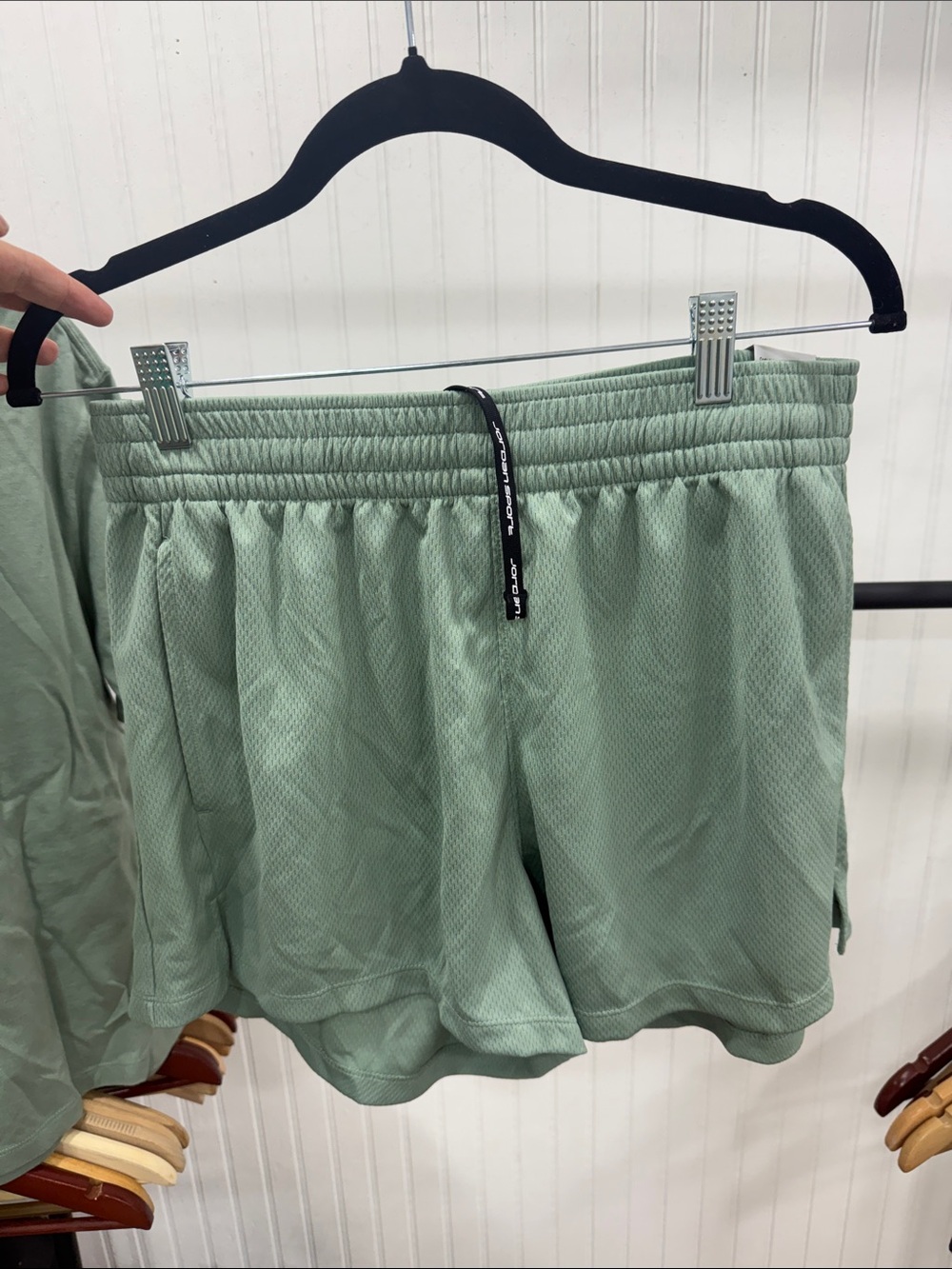 NWT Jordan Mint Green Mesh Athletic Shorts with Drawstring Womens M
